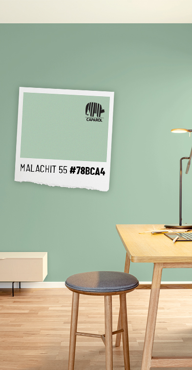 caparol light green Malachit 55 wall paint #78BCA4-mobile banner