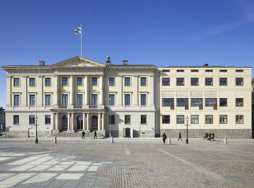 Front view of the historic Gothenburg Courthouse in Sweden