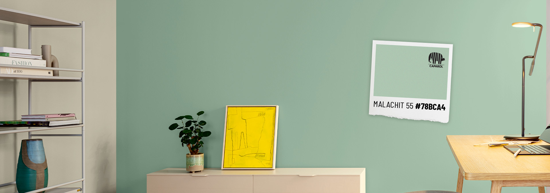 caparol light green Malachit 55 wall paint #78BCA4-desktop banner