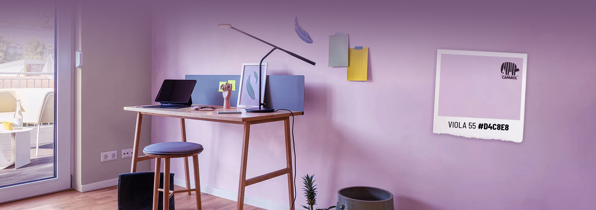 caparol soft violet Viola 55 wall paint-#D4C8E8-desktop banner